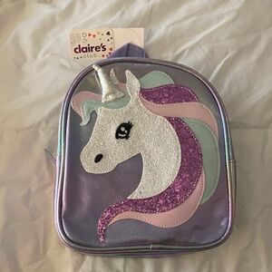 Claire's Club Unicorn Bag - Purple and Silver